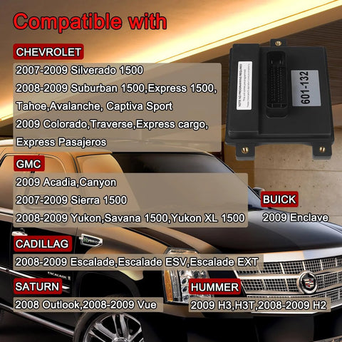 Diagram showing Pre Programmed Plug And Play Fuel Pump Driver Module For GM Trucks And SUVs Fits 2007 2008 2009 Models