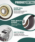 Built Different One Inch Mini Caster Wheels Four Pack Super Durable TPR Rubber Casters detailed bearings and installation features.