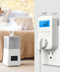 Plug In Watt Meter With Backlit LCD Display for Home Use Energy Consumption Monitor in use, measuring voltage beside a humidifier.