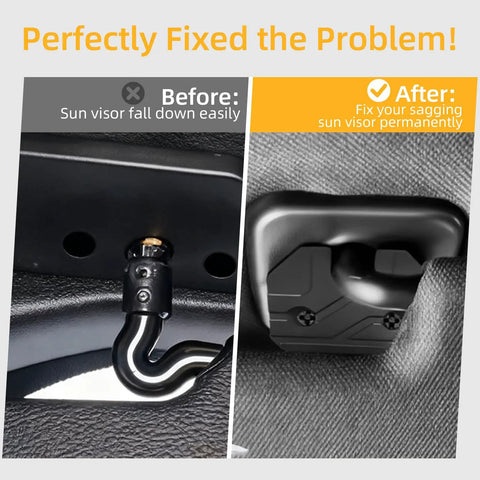 Before and after using Dodge Ram 1500 Sun Visor Repair Kit Heavy Duty Aluminum Clip Replacement U Shaped Visor Clip Fix For 2019 To 2026 Models Car Repair Accessories 2 Pack Today