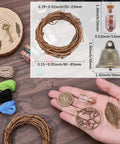108 Piece DIY Witch Bell Kit For Protection And Home Decor with materials including wreaths, charms, bells, and yarn.