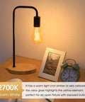 Old-School Edison Style LED Bulbs 7W Dimmable ST58 illuminating desk lamp in warm white 2700K with retro design photo frame