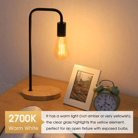 Old-School Edison Style LED Bulbs 7W Dimmable ST58 illuminating desk lamp in warm white 2700K with retro design photo frame