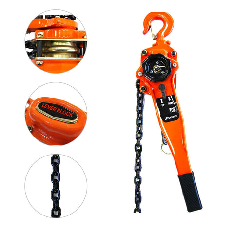 Manual Lever Block Chain Hoist 3 Ton 6000 Lbs Come Along 10 Ft 3 M With Hook For Warehouse Garages Construction Sites Heavy Duty Lifting