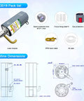 Image showing components and dimensions of the Upgrade Your 3018 CNC Engraving With A 10W Laser Module With Air Assist Built-In FAC Double Ultra-Fine Spot Head 12V Class 4 Power For 3018 And 3018 Pro Machines packaging, including laser module, lens, cable, and pipe.