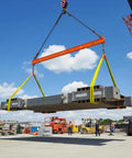 2 Inch By 3 Foot Yellow Flat Eye To Eye Lifting Sling Heavy Duty 6400 Lbs WLL Polyester Double Layer Rigging Sling in use