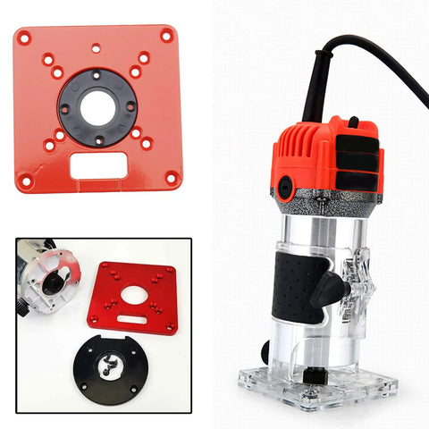 Premium Aluminum Router Table Insert Plate For Heavy Rotary Trimming Tools And Woodworking Engraving Gear Built Rock Solid With Smooth Anti Rust Surface with red base and installed router