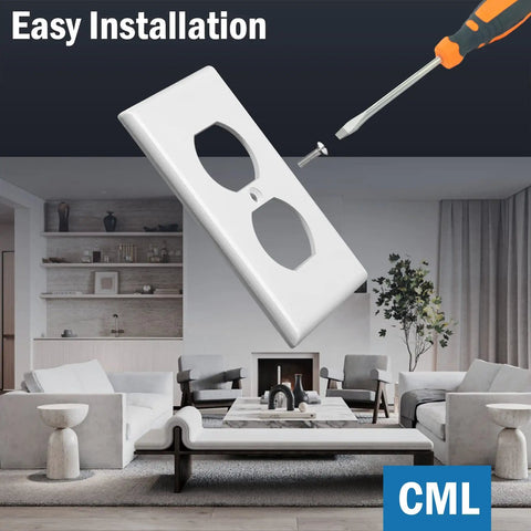 Duplex Outlet Covers Wall Plates 50 Pack 1 Gang White Dual Receptacle Faceplates 2.76 x 4.5 Inches UL Listed Easy Install Contractor Pack With Screws Included