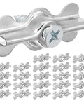 Double Wing Flush Mounting Clips With Screws Alloy Steel Recessed Trim Hardware Silver Drywall Fasteners For Wall Panels 24 Pack, showing a close-up of a single clip alongside the 24 pack.