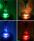 10 Inch LED Laser Lamp Base RGBW 4in1 Ultra Bright Night Light for Hookah Shisha Glassware showing green, red, blue lighting