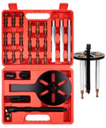 Clatoon 21‑in‑1 bearing puller kit in red case with curved hooks, steel posts and three‑jaw puller components