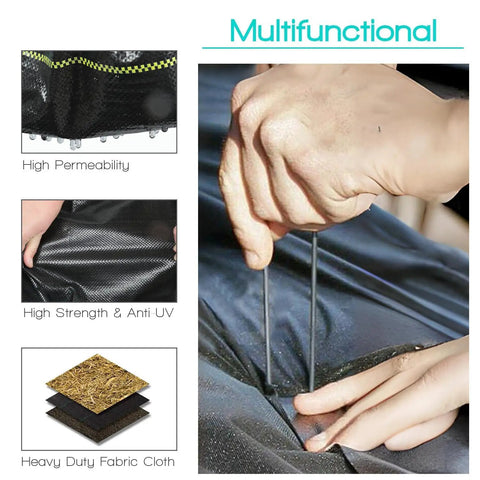 Heavy Duty 3oz Weed Barrier Fabric 4ft By 300ft Permeable Ground Cover installation with staples for garden and lawn projects