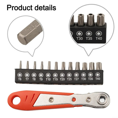 Right Angle Screwdriver Set With Torx Bits T6 To T40 Features Reversible Ratchet For Tight Spots And Mini Kits Perfect For Auto Repair Jobs Or Furniture Assembly In A Cool Slang Style, 12-piece steel set