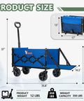 Collapsible Folding Wagon With Tailgate For 300lbs Heavy Duty Load, size dimensions showing 35.8x17.7 inches, folded view inset