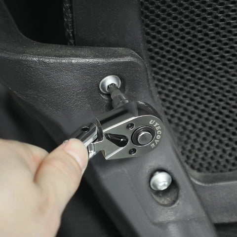 Using Flexible Head Stubby Ratchet Set With Quick Release One Half Inch Drive Three Eighths Inch And One Quarter Inch Sets Cr Mo Head