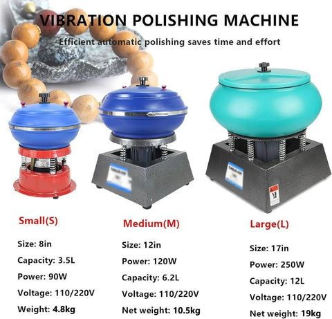 Heavy Duty Vibrating Polisher Kit With Electric Polisher And Rock Tumbler Drum, 6.2L Capacity, various sizes displayed
