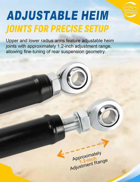 High Clearance Boxed Rear Radius Arm Kit for RZR XP 1000 and XP 4 1000 2014 to 2023, 1.2-inch adjustable heim joints