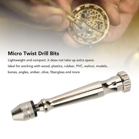 Pin Vise Hand Drill Kit With Aluminum Alloy Manual Small Drill And 10 PCB Bits Tungsten Carbide Mini Bits Lightweight Handy Compact Set For Resin Clay Craft And Electronics Projects