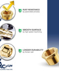 MAACFLOW brass 1/2in male NPT to 1/4in female NPT adapter reducer hex bushing, pack of 1