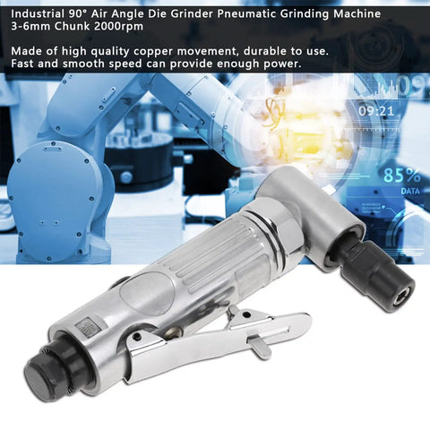 Heavy Hit Industrial 90 Degree Air Die Grinder Pneumatic Right Angle Grinding Machine With Copper Motor, 3-6mm chuck.