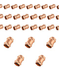 30 Pack Copper Press Fittings With Stop 1 1/4 By 1 1/4 Inch Pipe Coupling Connectors in array for plumbing projects.