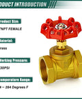 1 Inch NPT Brass Gate Valve Female X Female With Wheel Handle Built Tough Heavy Duty Plumbing Valve For Fuel, Air, Water, Gas, Oil