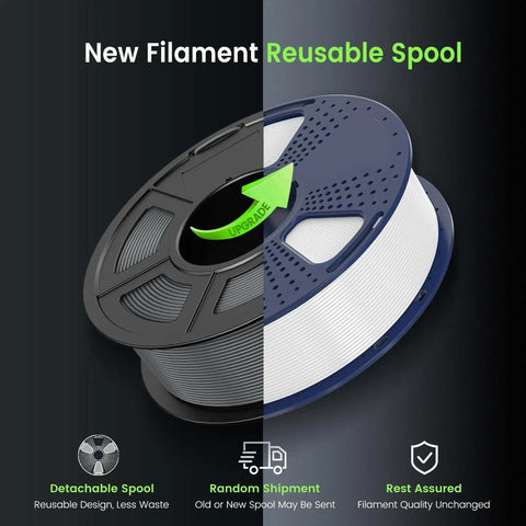 ASA 3D Printer Filament 1.75mm Black 1kg Spool UV Rain And Heat Resistant showing detachable reusable spool design