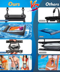 Comparison of waterproof phone pouch with sealing strip and large capacity dry bag versus others, highlighting features and usage.