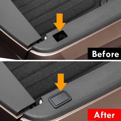 Before and after installation of Ram 1500 Stake Pocket Covers Set Of 2 For Dodge Ram 2019 2020 2021 2022 2023 2024 2025 2026 Rear Truck Bed Rail Pocket Covers Fits Like A Glove Easy To Install