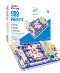 Ultimate STEM Electronics Kit For Kids Ages 8 And Up With 999 Projects In One Mega Circuit Set Includes 64 Components And Full Color Step By Step Manuals For Hands On Experiments Without Soldering Learn Physics And Electronics At Home. box and circuit board with snap parts