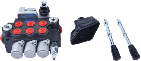 Three Spool Hydraulic Directional Control Valve With Joystick For Heavy Duty Industrial Equipment, 0 To 40 Liters Per Minute Flow, Five Position Joystick Return To Neutral, Double Acting Spool Valve