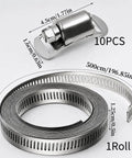 Grab This 16 Ft DIY Stainless Steel Hose Clamp Assortment Kit With Cut-To-Design Strap And Secure Fasteners For All Your HVAC Ducts Pipes Mufflers And Projects You Need To Fix Right Now, 16ft roll and 10 fasteners