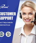 Customer support promotional image featuring smiling representative with headset, OSHA and UL logos visible.