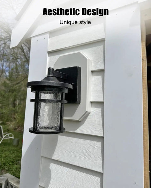 Outdoor light installed on white Two Pack Siding Light Mounting Block Bracket with Built In Electrical Box, 8141DBL.