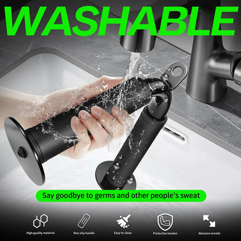 Lat Pulldown Attachments Set For Home Gym with hand washing black handle under faucet