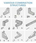 Various combination structures using V Slot 2020 Aluminum Extrusion 800mm Length European Standard Anodized Black Finish Linear Rail.