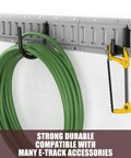 Heavy Duty E Track Hooks Set Built Tough, 8 Piece J Hook And Double Hook Steel Hangers For 2 Inch And 4 Inch Rails