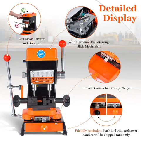 Detailed view of Pro Grade 120W Cutter and Manual Duplicator Copy Machine with features labeled in diagram.