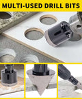 Diamond core drill bit set (13 pcs) for tile and stone; includes 6–100 mm bits, milling bit, and bevel bit.