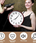Person holding clock in DIY setting, highlighting Quartz Clock Movement Replacement For DIY Projects With Quiet Sweep Technology Silent Battery Operated Nifty Wall Clock Mechanism Black Finish Precise Timekeeping And Easy Repair Part For Home Clocks