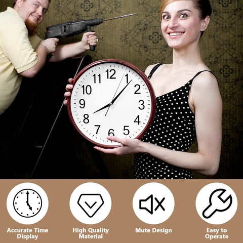 Person holding clock in DIY setting, highlighting Quartz Clock Movement Replacement For DIY Projects With Quiet Sweep Technology Silent Battery Operated Nifty Wall Clock Mechanism Black Finish Precise Timekeeping And Easy Repair Part For Home Clocks