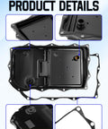 Transmission Oil Pan Heavy Duty Kit With Gasket For 8 Speed Automatic Transmissions 265 850 Built In Filter Drain Plug Oil Fill Plug Includes 13 Screws Fits 2013 2021 Dodge Chrysler Jeep Ram Vehicles, black pan with gasket