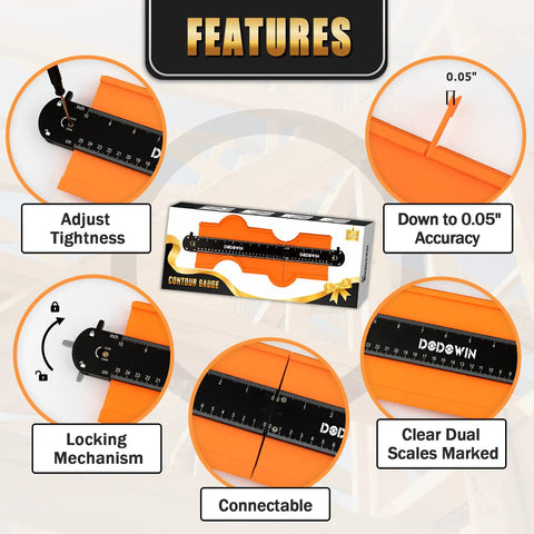 Features of Connectable Contour Gauge With Lock 10 Plus 5 Inch Extended Profile Duplicator Tool for Flooring Tile Laminate
