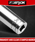 Built Tough Two Piece One Quarter Inch Drive Ten Millimeter Deep Socket Set Chrome Vanadium Steel marked end detail