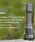 P17 Tactical Flashlight With Dual Tail Switch And Strobe, Beast Mode 4900 Lumen Output, IP68 Waterproof, standing on ground