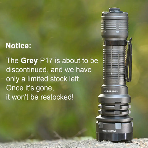 P17 Tactical Flashlight With Dual Tail Switch And Strobe, Beast Mode 4900 Lumen Output, IP68 Waterproof, standing on ground