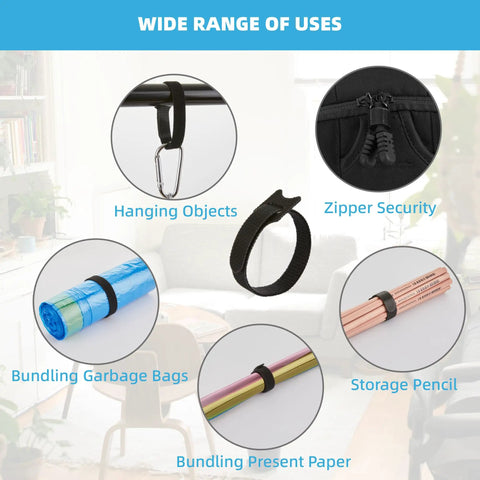 Self Fastening Reusable Cable Ties With Hook And Loop 8 Inch Adjustable Cable Management Straps for keeping home office cables neat