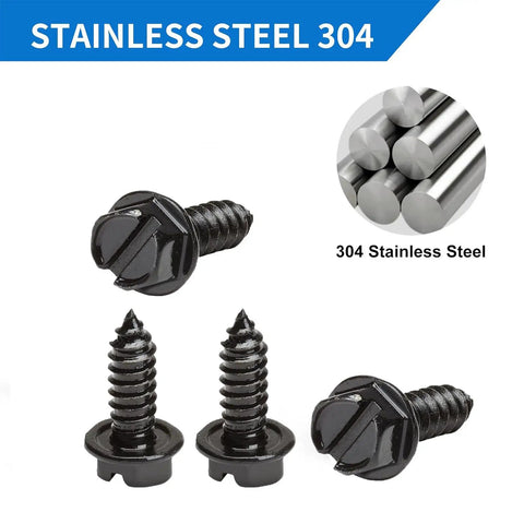 Heavy Duty Black License Plate Screws Set With Rustproof Finish Self Tapping Bolts For Front And Rear Plates On Cars Trucks SUVs