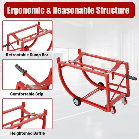 Heavy Duty Rolling Drum Cradle With Ride Like Butter Wheels And Ergo Grip Handle 600 Lb Capacity showing ergonomic design and retractable dump bar.