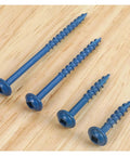 Number 8 X 1.25 Inch Pocket Screws Set With Square Drive And Driver Bit Blue Coated For Outdoor Wood Pro Grade Self Tapping